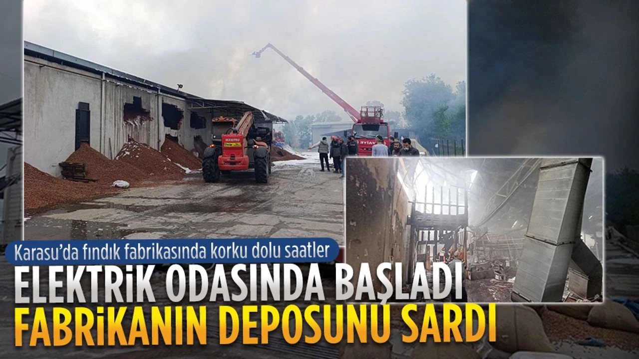 Karasu Adatepe de fındık fabrikası yandı