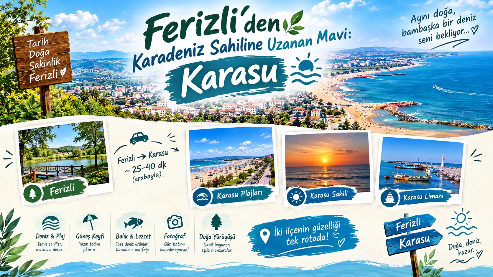 Ferizli Gezi Rehberi 2026: Gezilecek Yerler ve Doğa Rotaları 2 Ferizli'den Karadeniz Sahiline Uzanan Mavi Karasu